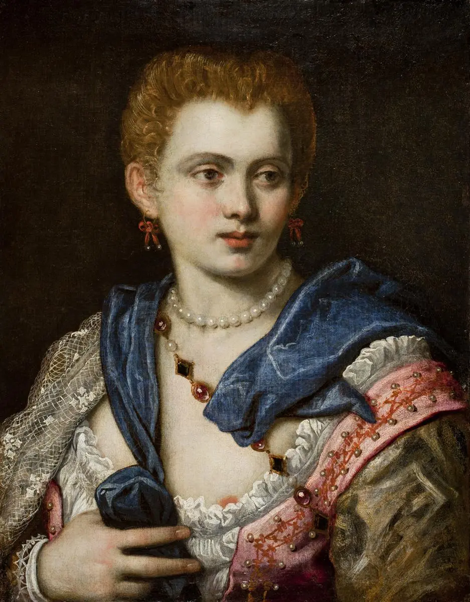 Veronica Franco (1546–1591), poetessa e cortigiana veneziana, figura emblematica della cultura femminile del Rinascimento. Il dipinto, attribuito a Jacopo Tintoretto o alla sua cerchia, è tradizionalmente associato alla sua figura, ma l'identificazione non è certa