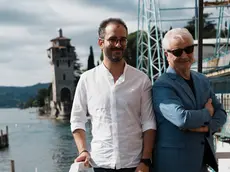 Iginio Massari con il Figlio a Gardone Riviera
