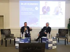 Marco Consalvo e Alberto Bollis nella cornice dell'evento Nem Blue Economy (Foto Lasorte)