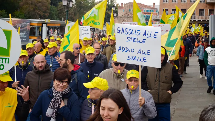 Alcune immagini della manifestazione della Coldiretti a Venezia (Foto Interpress)