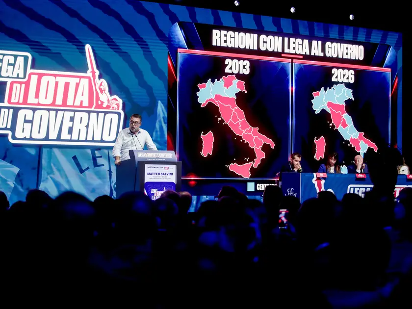 Grafiche al congresso con il raffronto fra le Regioni a guida leghista oggi e nel 2013
