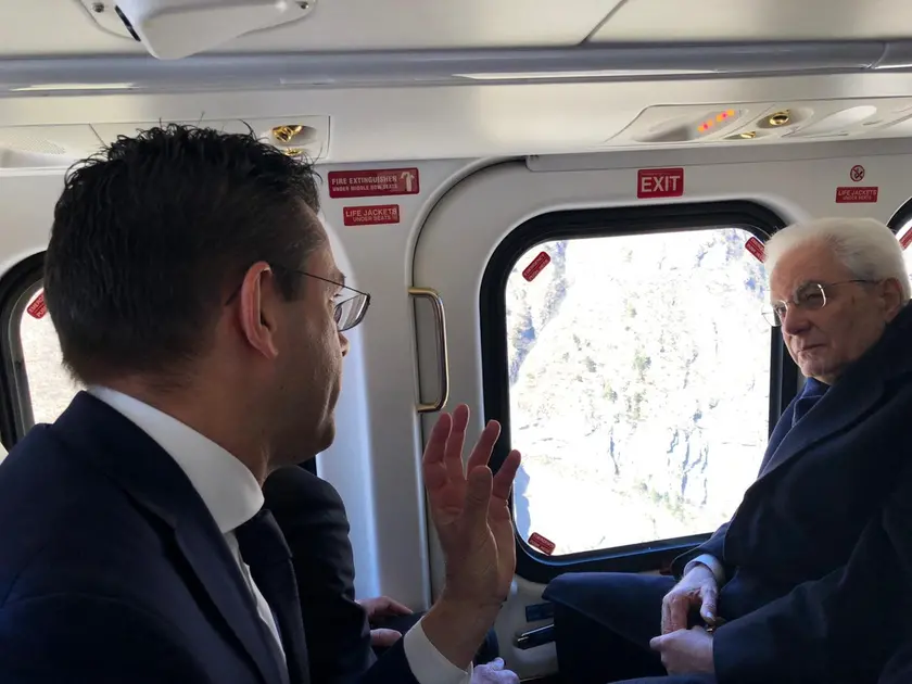 La visita nel Bellunese di Mattarella nel marzo del 2019: il Presidente sorvolò sulle aree colpite da Vaia