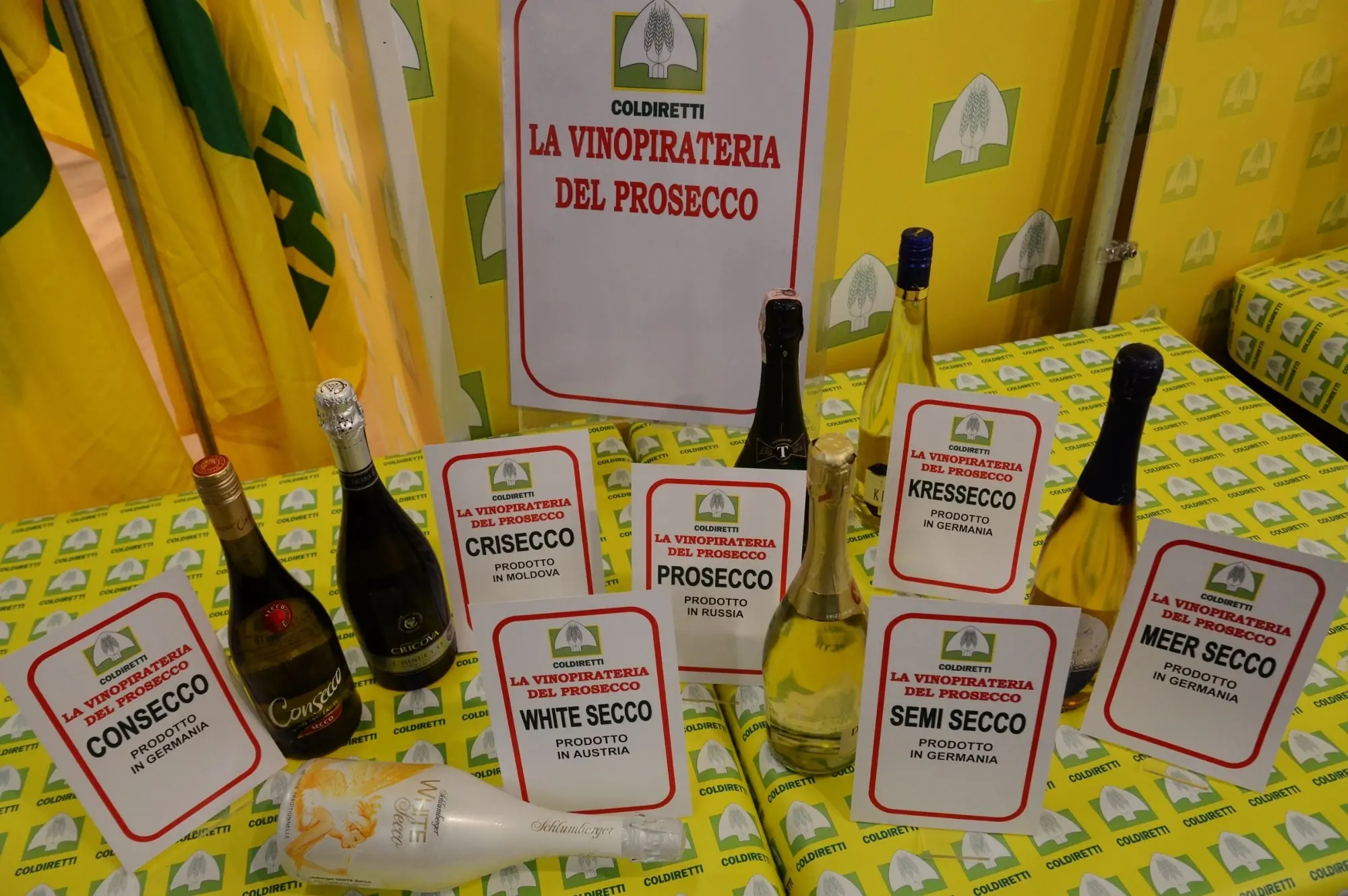 Esempi di falso Prosecco nel mondo (fonte Coldiretti)