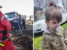 Qui sopra e in basso a destra, le ricerche dei giorni scorsi. In alto a destra, la piccola Dank