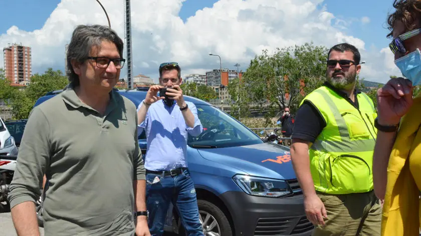 Zeno D'Agostino, ex presidente del porto di Trieste, al suo arrivo al presidio dei lavoratori portuali davanti il porto di Trieste, 6 giugno 2020. ANSA/ MAURO ZOCCHI