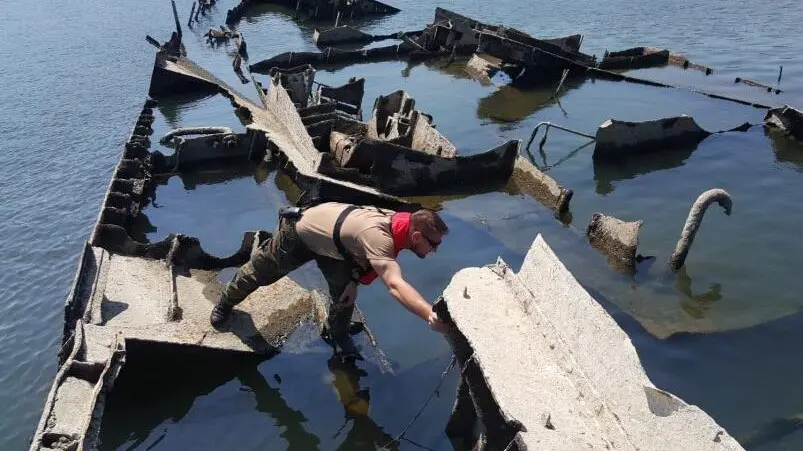 Uno dei relitti affondati nel Danubio