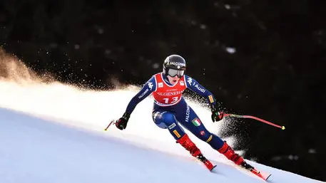 epa08200292 Sofia Goggia of Italy in action during the women's Downhill training at the FIS Alpine Skiing World Cup in Garmisch-Partenkirchen, Germany, 07 February 2020. EPA/PHILIPP GUELLAND