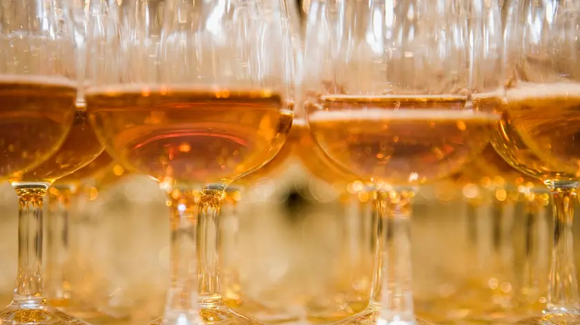 Wine Glasses Filled with Beer