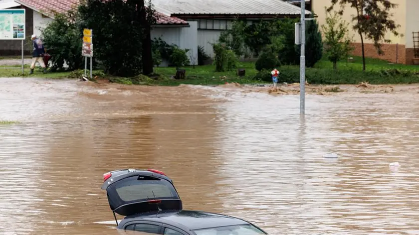04/08/2023 Begunje, la devastazione causata dalle violente inondazioni che hanno colpito la maggior parte della Slovenia. Continuano i disagi dopo giorni di piogge torrenziali e temporali, sono in corso le operazioni di bonifica e soccorso.