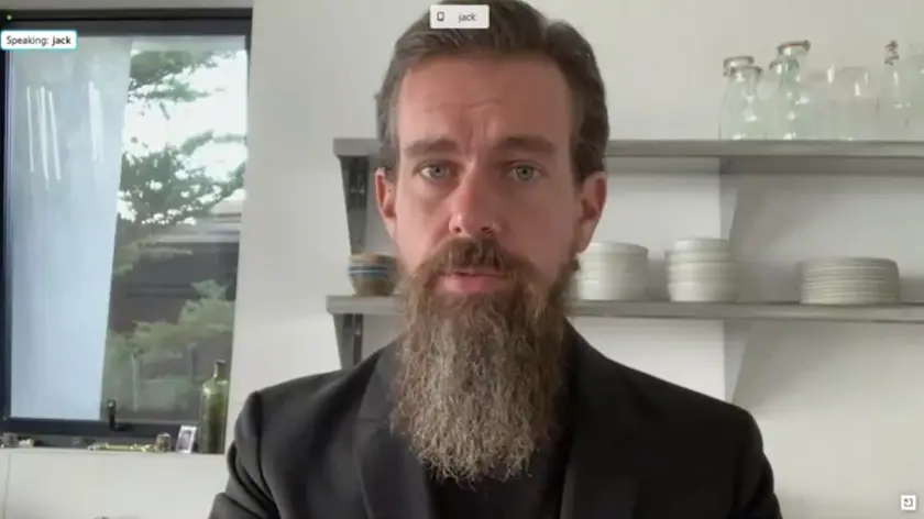 17/11/2020 Washington, il CEO di Twitter Jack Dorsey, testimonia in videoconferenza durante un'audizione della Commissione giudiziaria del Senato degli Stati Uniti intitolata Breaking the News: Censorship, Suppression and 2020 Elections, sulle pratiche di moderazione dei contenuti di Twitter e Facebook relative alle elezioni presidenziali USA 2020.