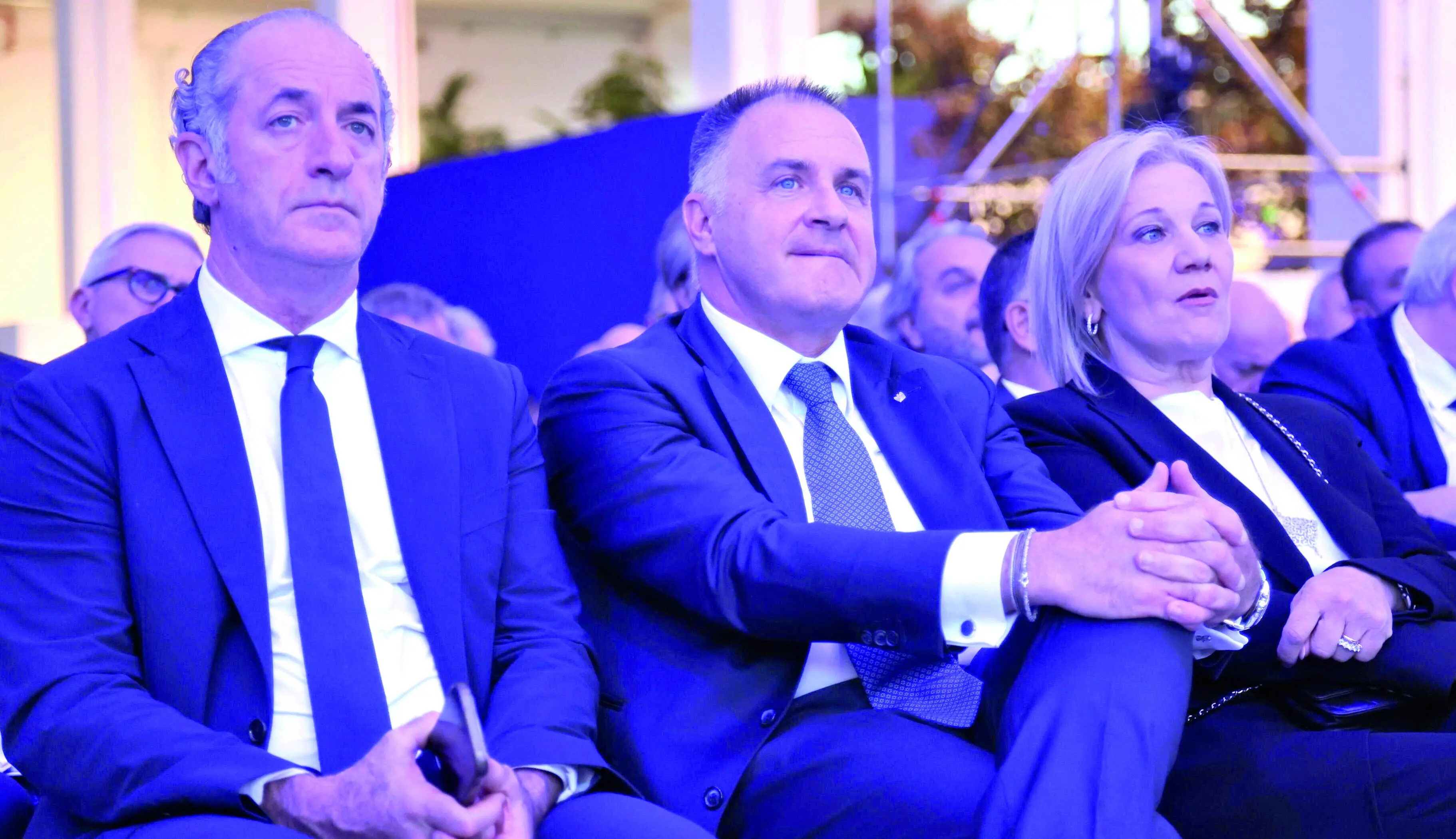 Zaia, Orsini e Dalla Vecchia ieri all’assemblea di Vicenza