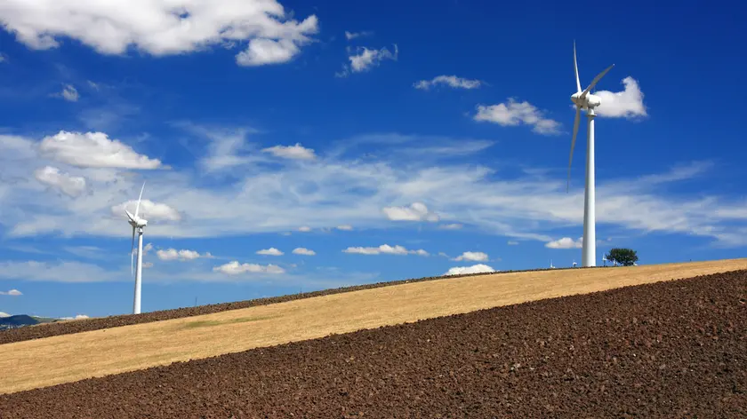 Italy, Campania, San Giorgio la Molara, Windturbine