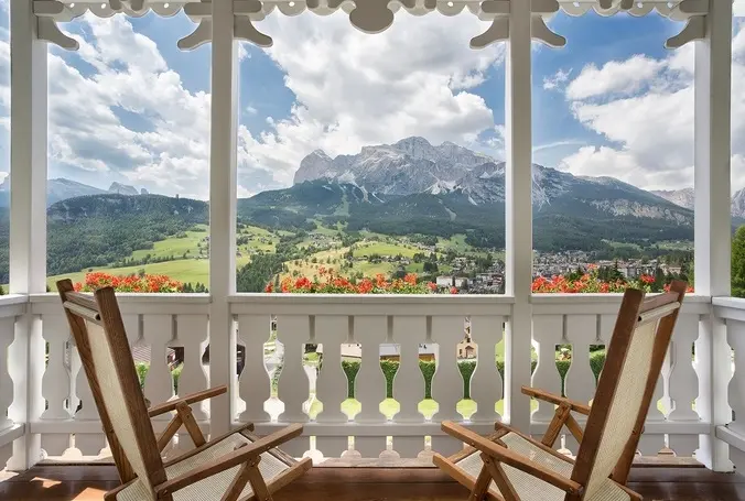 Vista da un balcone dell'Hotel Cristallo a Cortina d'Ampezzo
