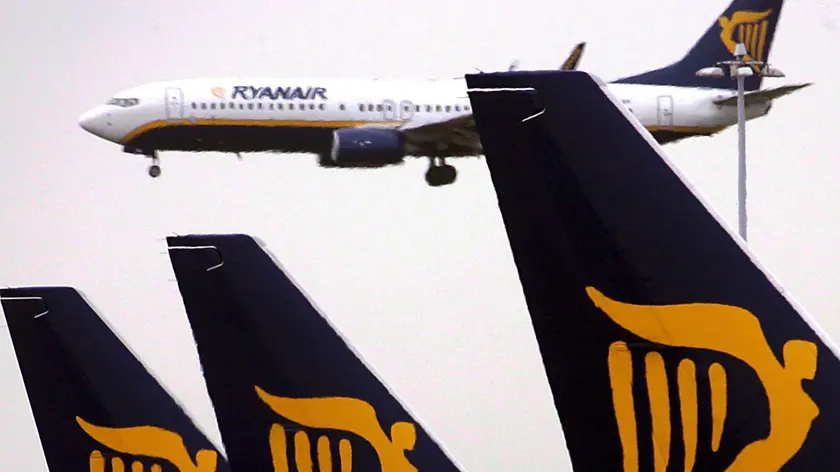 (FILE) A file picture dated 10 May 2007 shows a Ryanair planes at Dublin airport. Ireland's low-cost airline Ryanair on 05 January 2015 announced a 20-per-cent rise in passenger numbers in December compared to a year earlier. Customer numbers rose from 5.02 million in December 2013 to 6.02 million in December 2014, a press release said. ANSA/ANDY RAIN