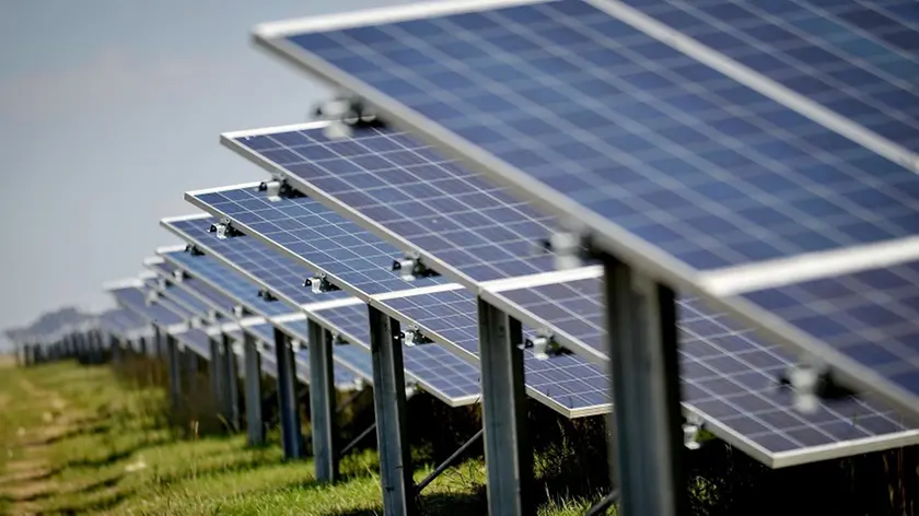File photo dated 04/09/13 of solar panels at a solar farm, as the green sector generated more than £43 billion and employed nearly a quarter of a million people in 2015, official figures suggest. PRESS ASSOCIATION Photo. Issue date: Thursday April 6, 2017. Businesses working in the fields of renewable energy and low carbon technology and products had a turnover of £43.1 billion - worth 1.3% of total UK non-financial turnover, the Office for National Statistics said. See PA story ENVIRONMENT Economy. Photo credit should read: Tim Ireland/PA Wire
