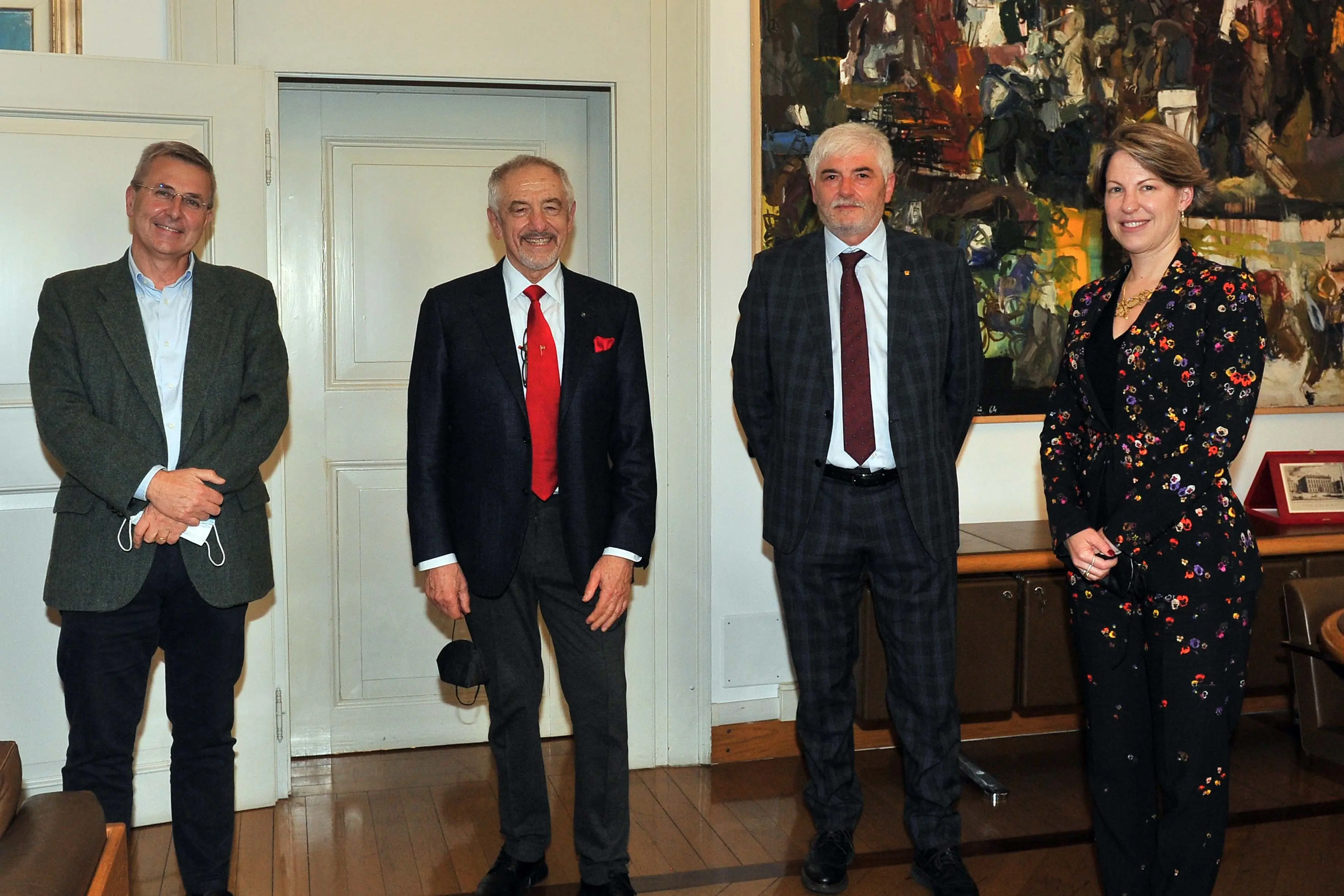 Da sinistra Piero Petrucco, Gianpietro Benedetti, Dino Feragotto e Anna Mareschi Danieli