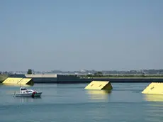 A view of the progressive raising of the last mobile gates of the Mose system from the lagoon in Venice, Italy, 10 July 2020, during a test of the system with the presence of Italian Prime Minister Giuseppe Conte. Media reports state that for the first time, only for a few hours, the Venice Lagoon has been completely closed to the sea for the first full test (with complete ban on maritime traffic) of the Mose's 78 mobile dams. The Mose system is intended to protect the city of Venice and the Venetian Lagoon from flooding. ANSA/ANDREA MEROLA