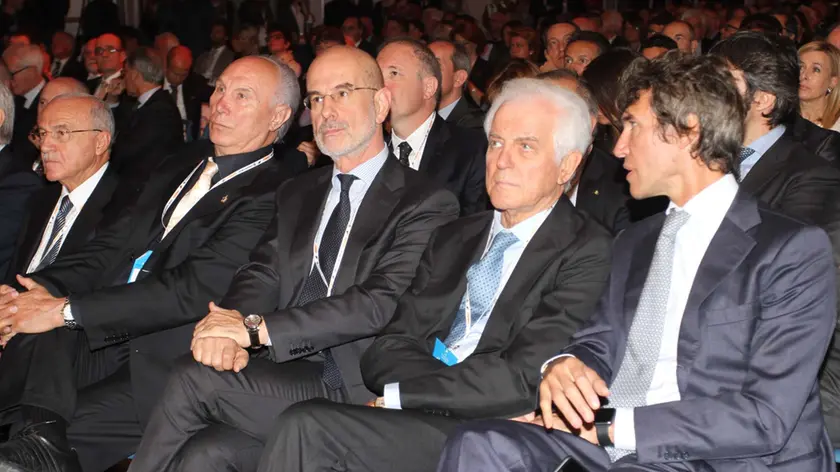 Lo scomparso Gilberto Benetton, padre di Sabrina, e il genero Ermanno Boffa