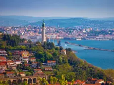 Trieste lighthouse and cityscape panoramic view, Friuli Venezia Giulia region of Italy