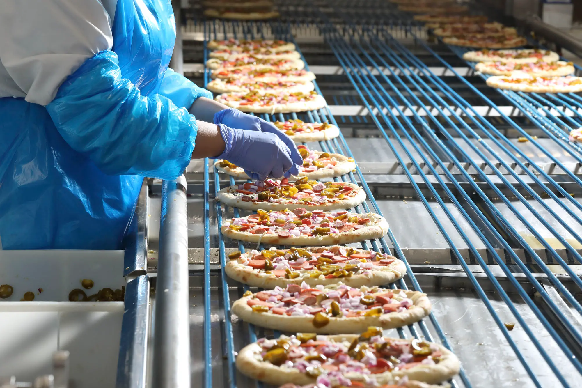 Produzione di pizze alla Roncadin