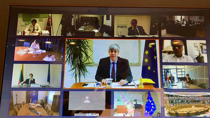 La riunione dell'Eurogruppo in videoconferenza, 8 maggio 2020..ANSA/consilium.europa.eu EDITORIAL USE ONLY NO SALES