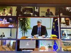 La riunione dell'Eurogruppo in videoconferenza, 8 maggio 2020..ANSA/consilium.europa.eu EDITORIAL USE ONLY NO SALES