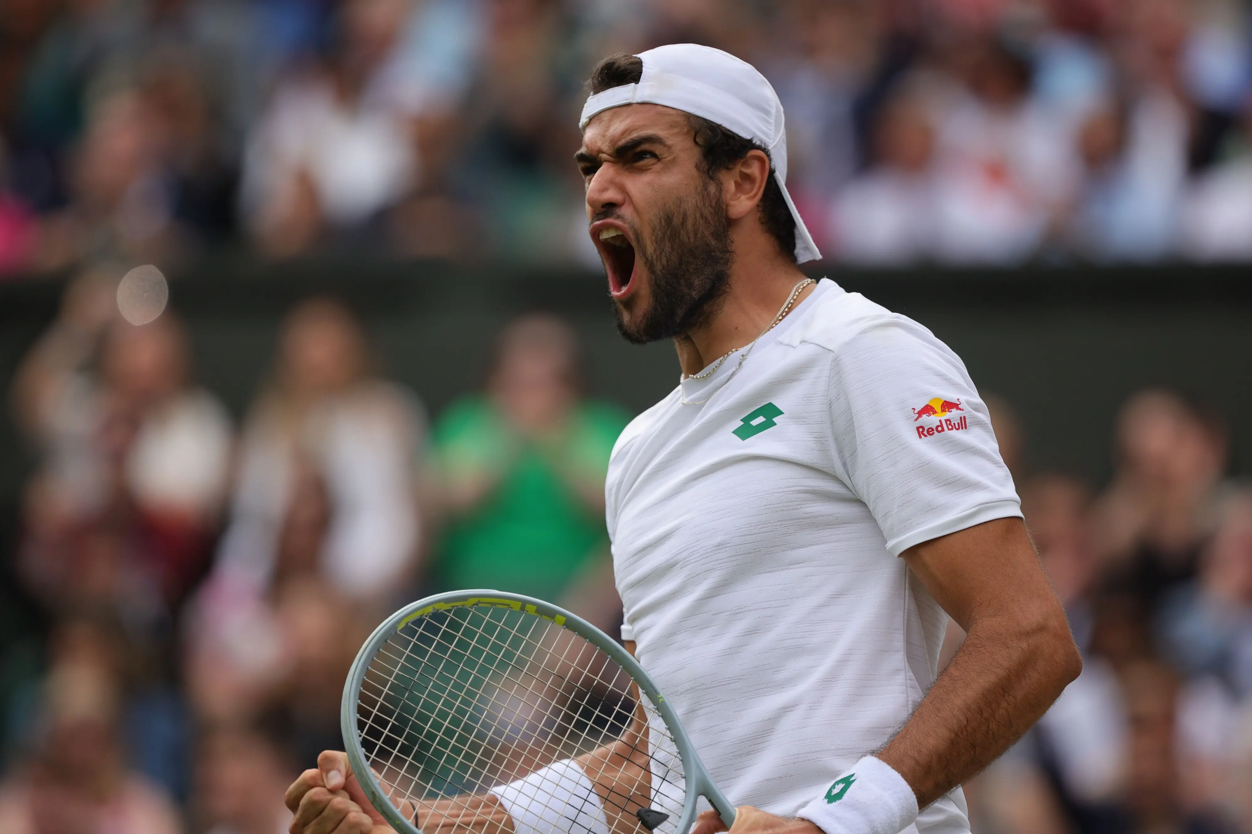 11/07/2021 Londra. Finale torneo singolare maschile Wimbledon Tennis Championship. Nella foto lo sfidante Matteo Berrettini primo italiano ad accedere alla finale di Wimbledon
