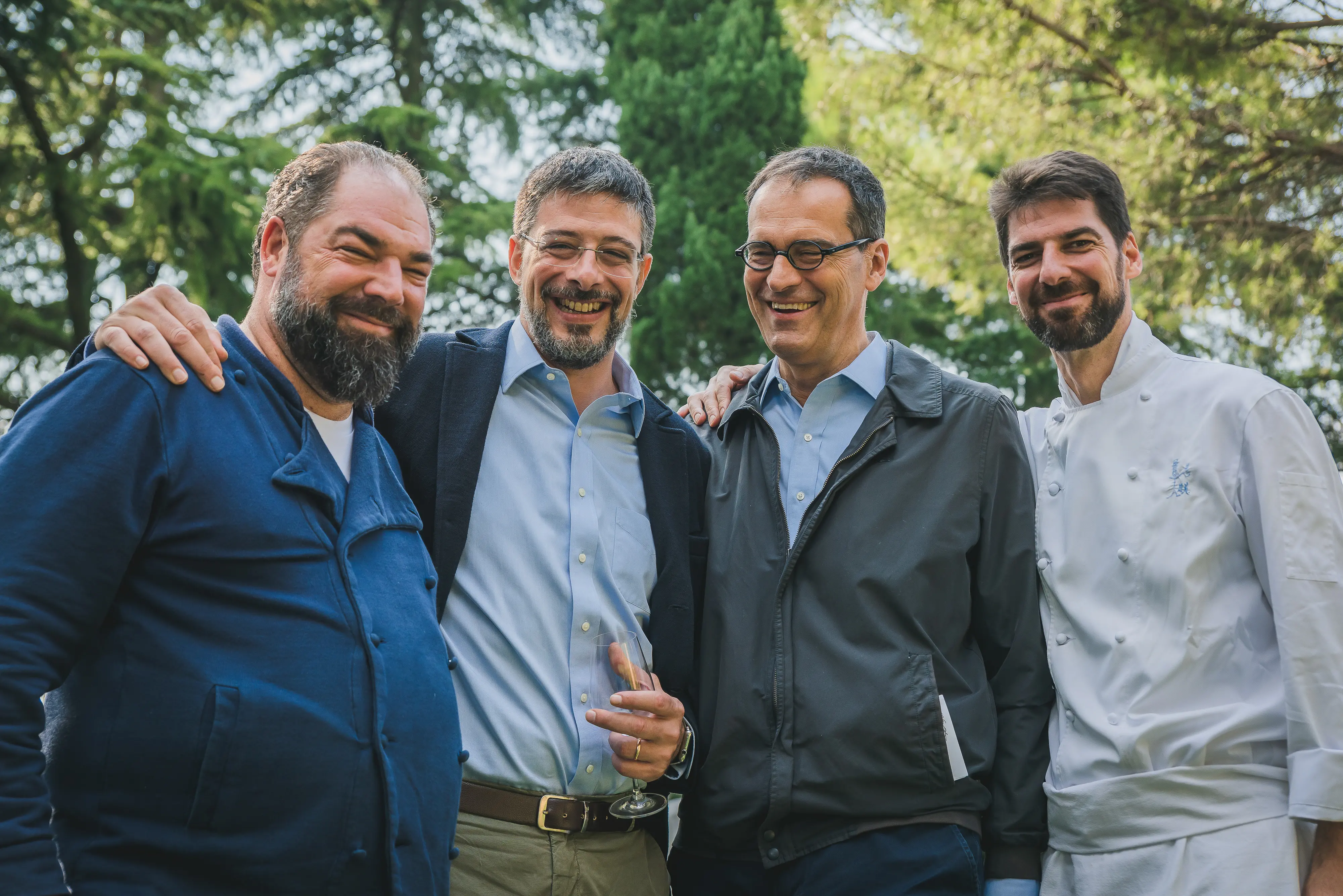 Raffaele Alajmo con Nicola Maioli, Stefano Bellon, Massimiliano Alajmo (photo credit Guglielmo Alati)