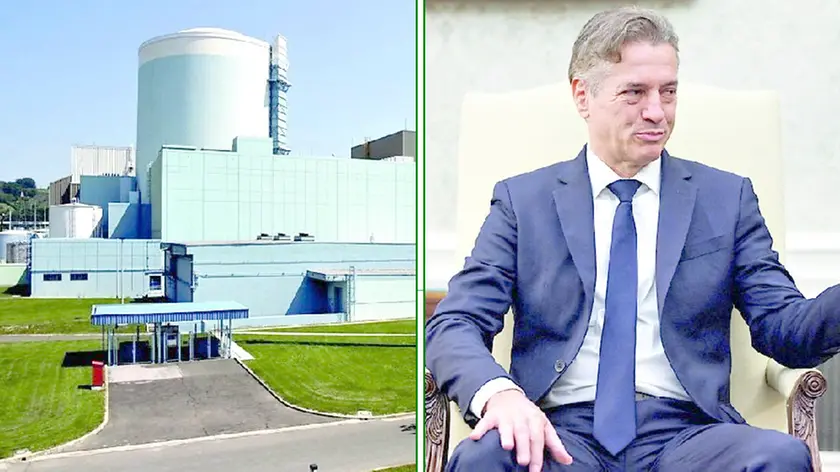 La centrale di krško e a destra, il premier della Slovenia Robert Golob