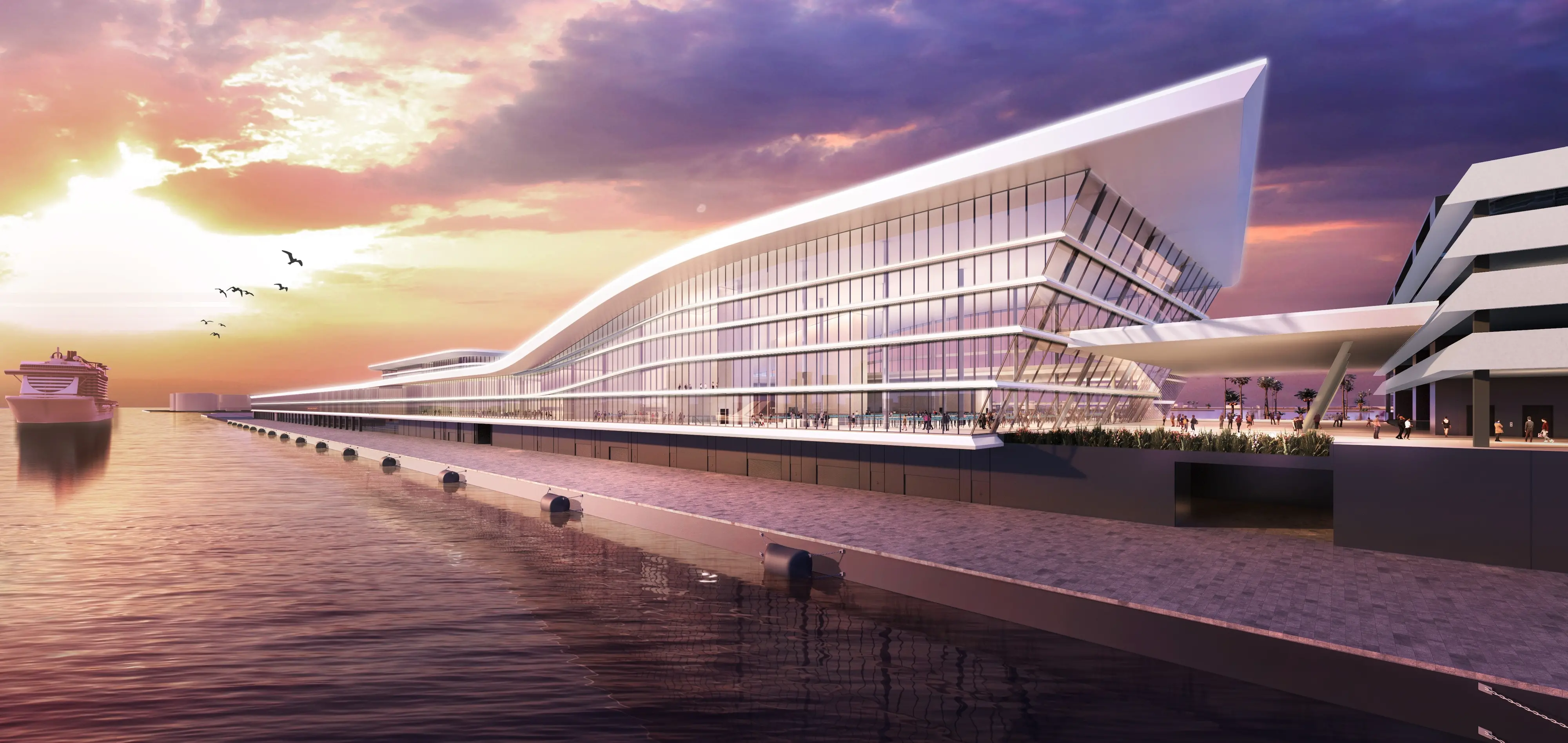 Un altro rendering del nuovo terminal nel porto di Miami