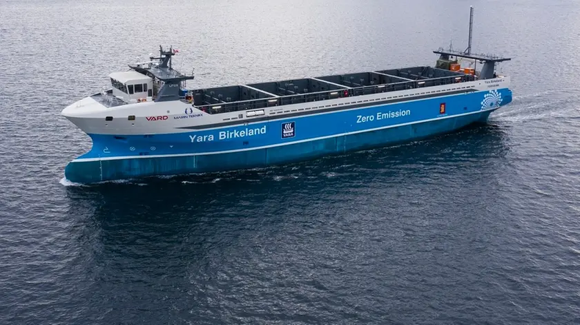 Yara Birkeland, costruita da Vard, controllata da Fincantieri, è la prima nave al mondo a guida autonoma e propulsione elettrica