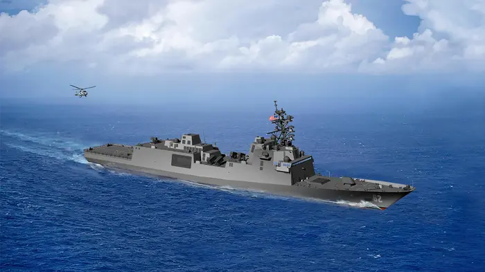 200430-N-NO101-150 WASHINGTON (April 30, 2020) An artist rendering of the guided-missile frigate FFG(X). The new small surface combatant will have multi-mission capability to conduct air warfare, anti-submarine warfare, surface warfare, electronic warfare, and information operations. (U.S. Navy graphic/Released)