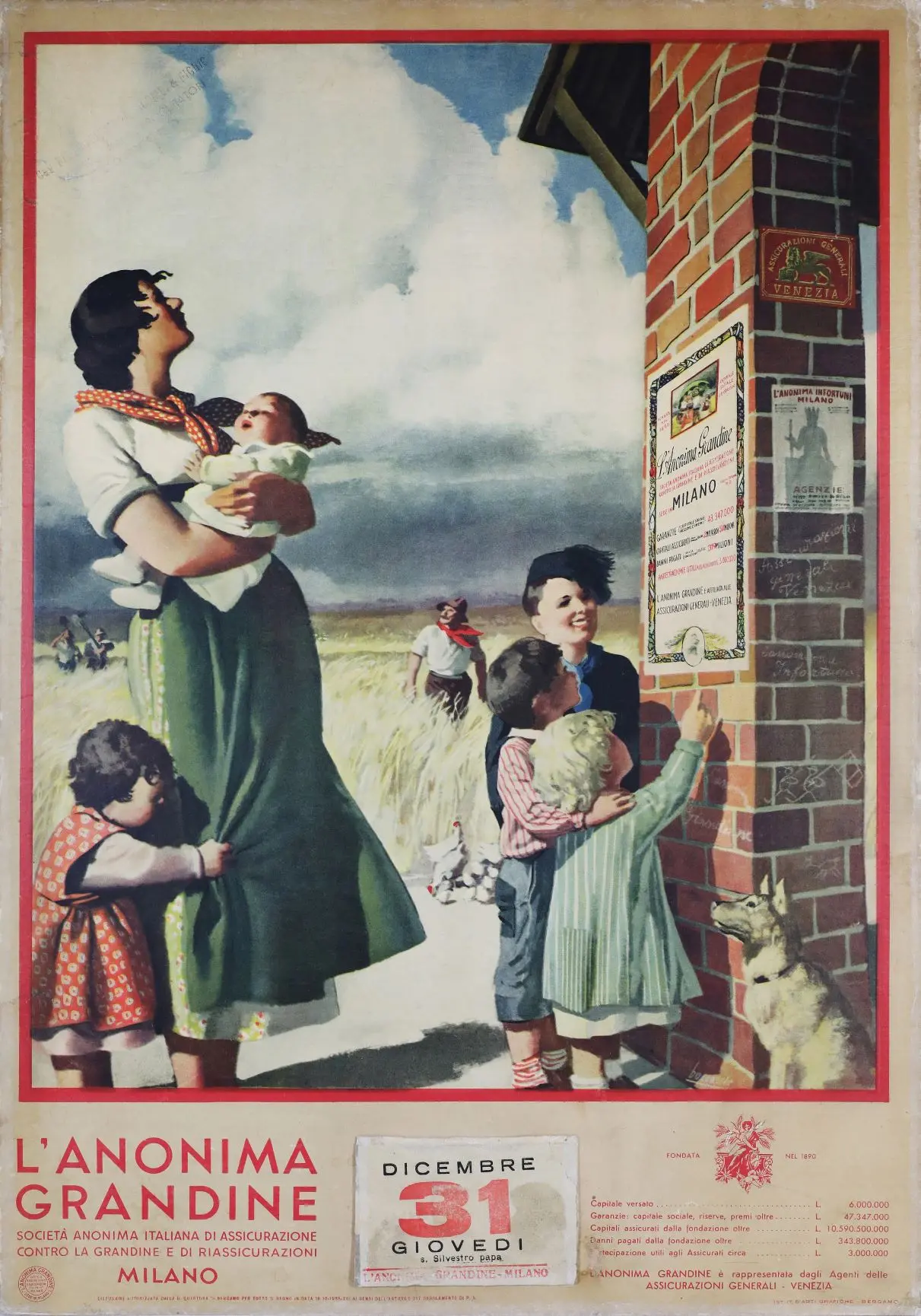 Particolare del manifesto "Mamma con bambini" di Luigi Boccasile, 1935