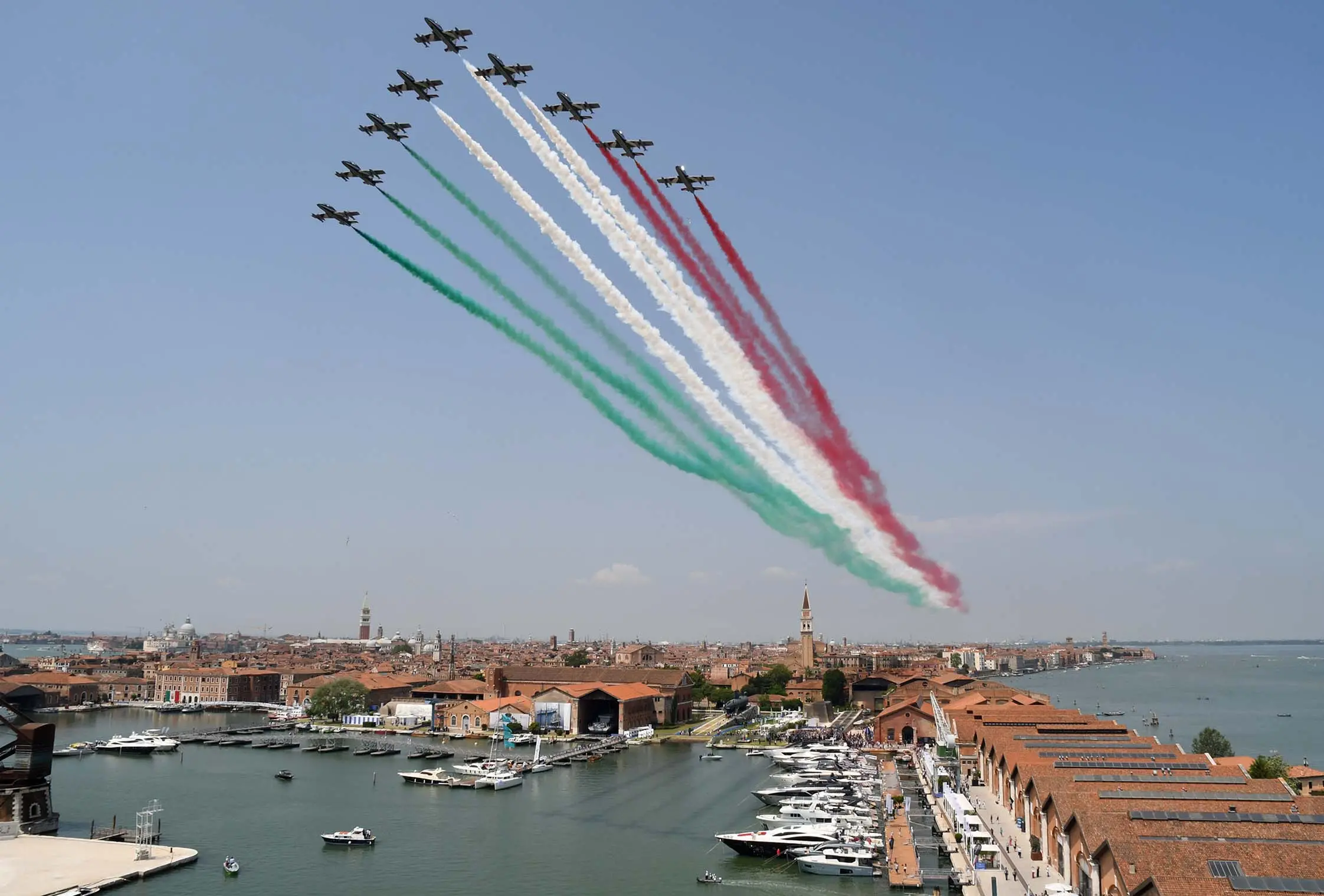 Interpress/M.Tagliapietra Venezia 19.06.2019.- Inaugurazione Salone Nautico Venezia. Arsenale. Frecce Tricolori.